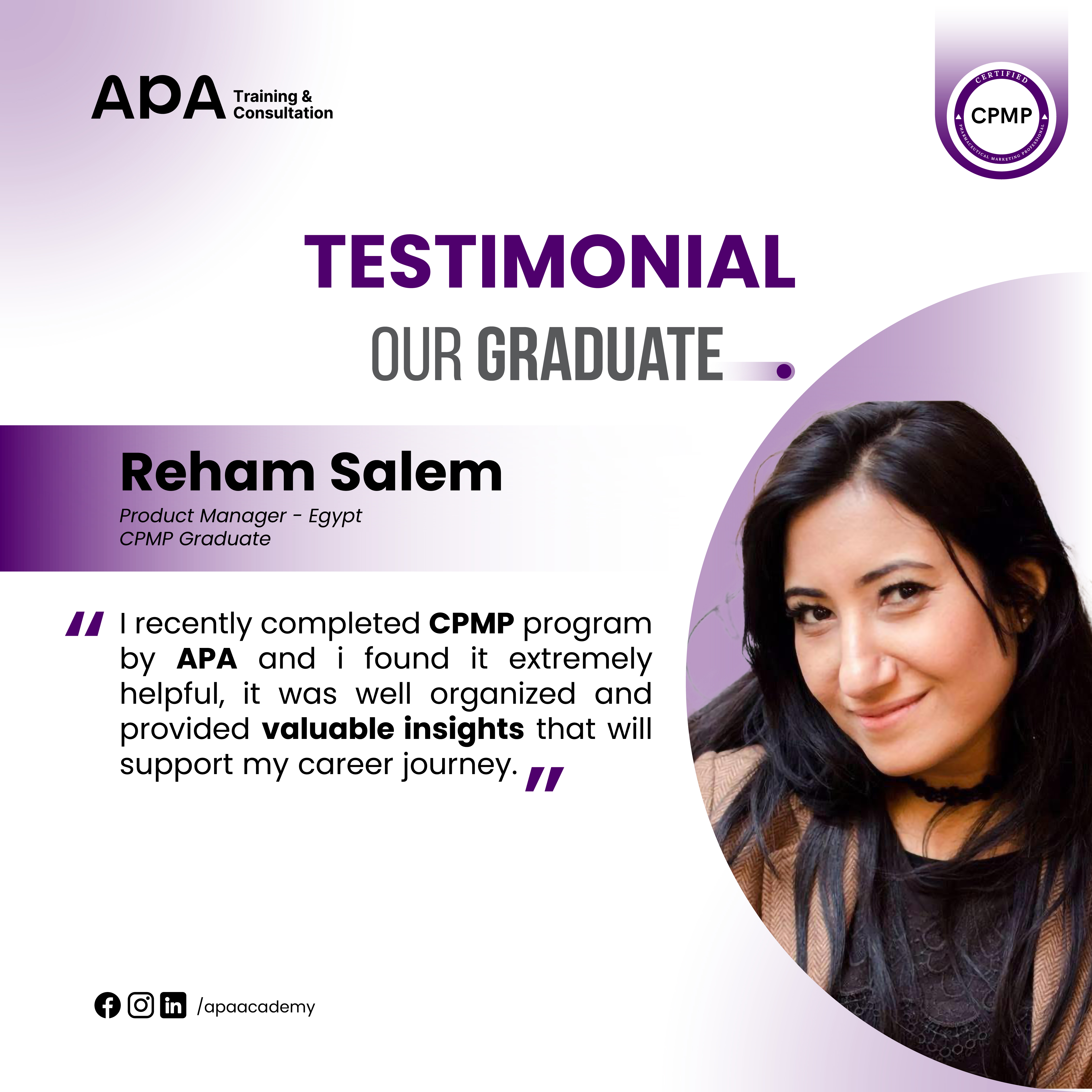 Reham Salem, Product Manager, Egypt - CPMP graduate testimonial from APA Academy