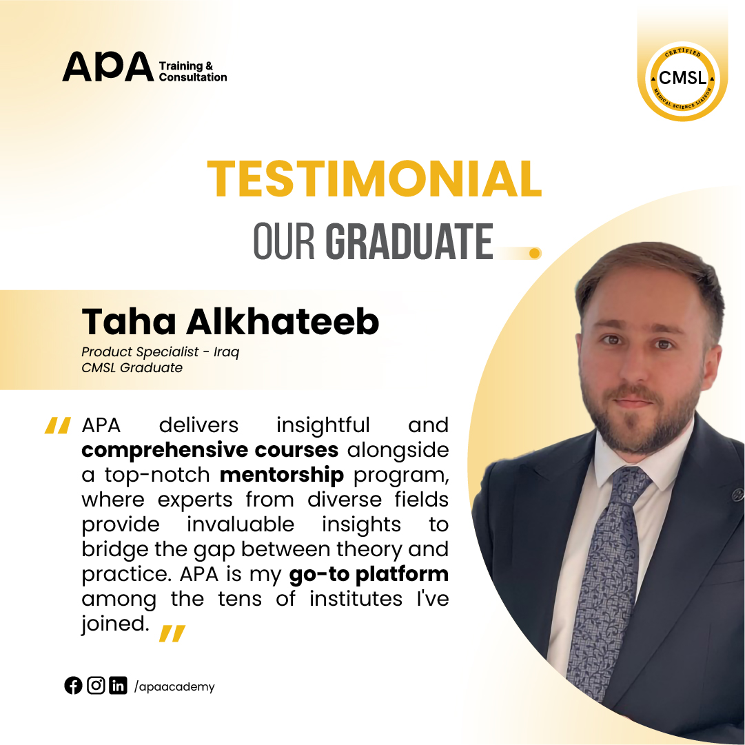 Taha Alkhateeb, Product Specialist, Iraq - CMSL graduate testimonial from APA Academy