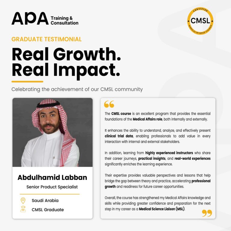 Abdulhamid Labban, Senior Product Specialist, Saudi Arabia - CMSL graduate testimonial from APA Academy