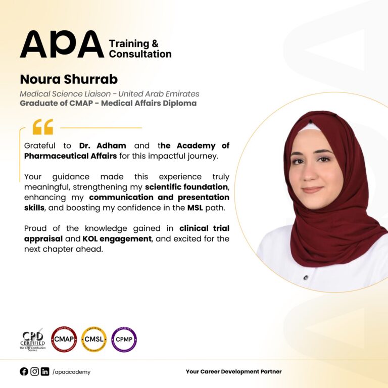 Noura Shurrab, Medical Science Liaison, UAE - CMAP graduate testimonial from APA Academy