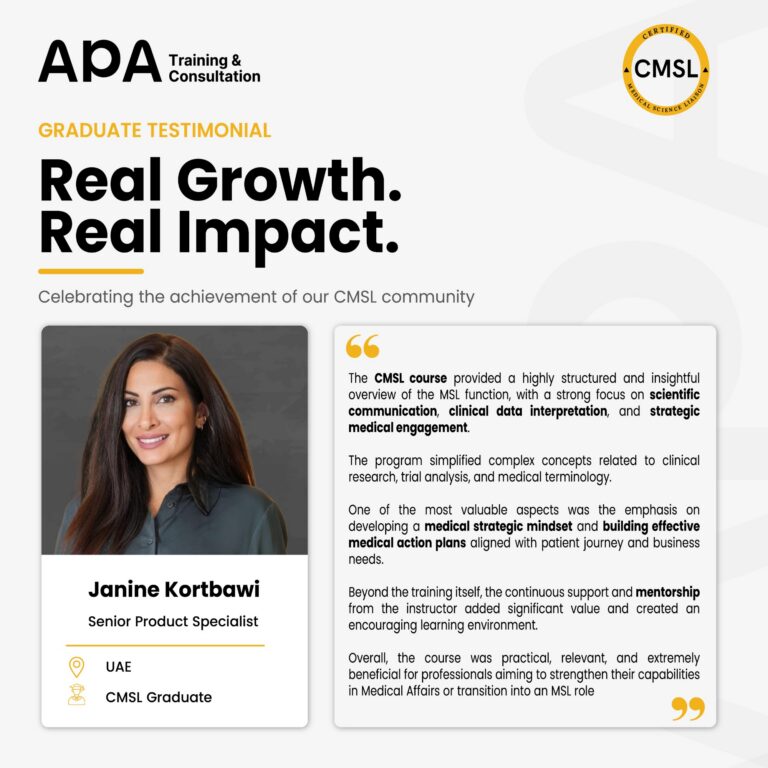 Janine Kortbawi, Senior Product Specialist, UAE - CMSL graduate testimonial from APA Academy