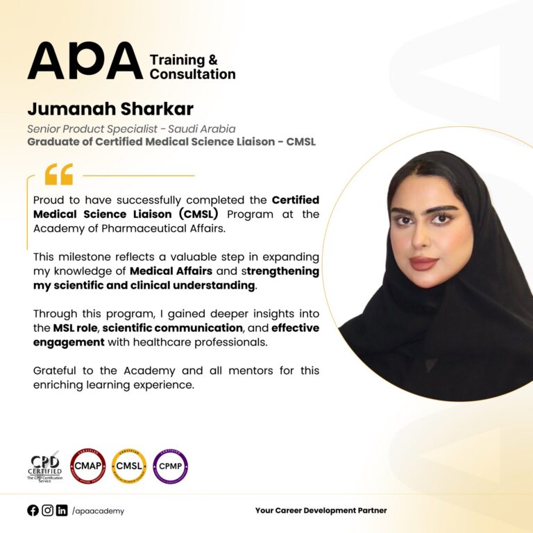Jumanah Sharkar, Senior Product Specialist, Saudi Arabia - CMSL graduate testimonial from APA Academy